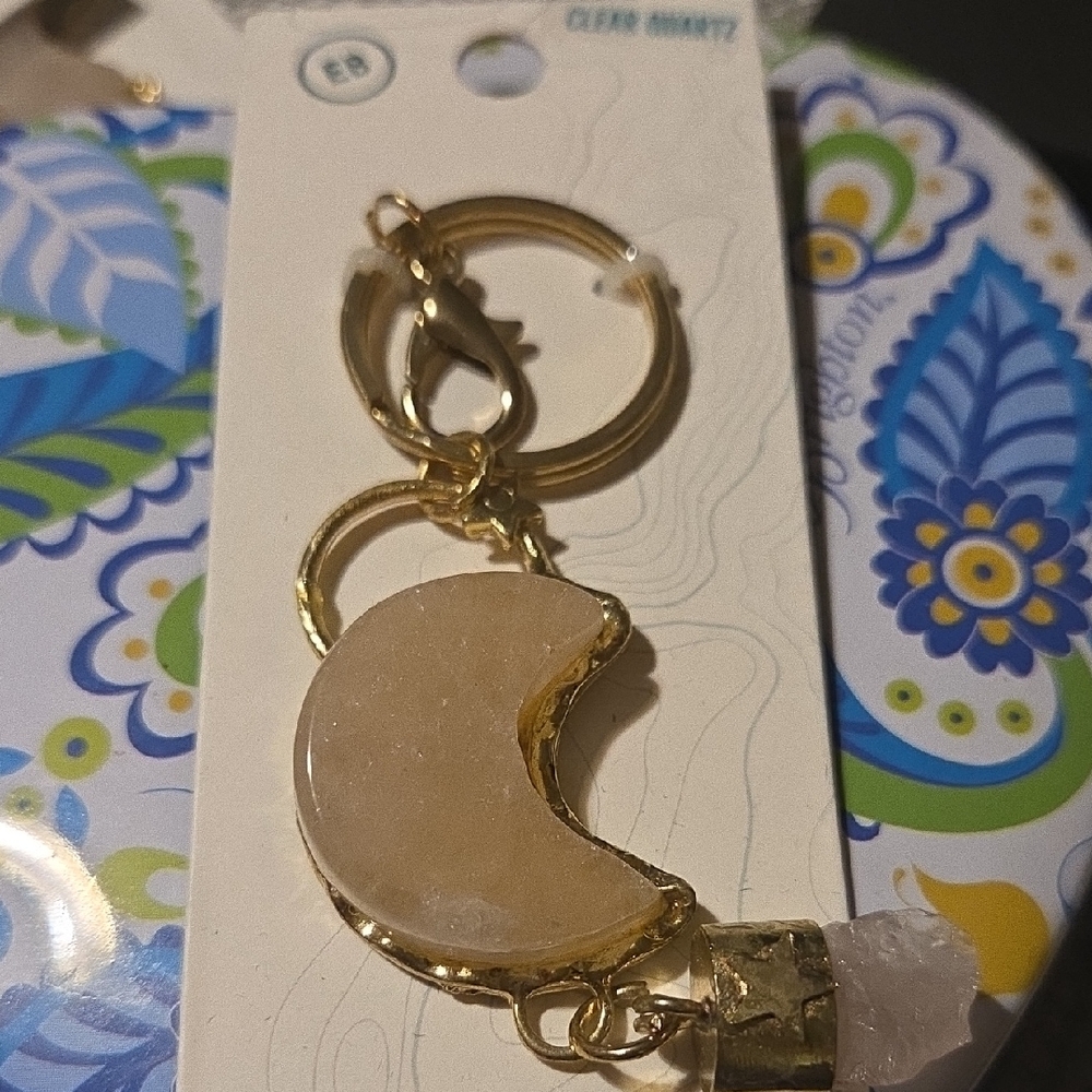 🚨2 For $20🚨EARTHBOUND Clear Quartz Crescent Moon Hang Tag